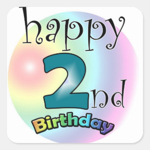 Sticker Carré Joyeux 2e anniversaire