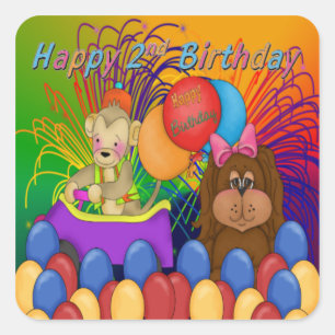 Sticker Carré Joyeux 2e anniversaire