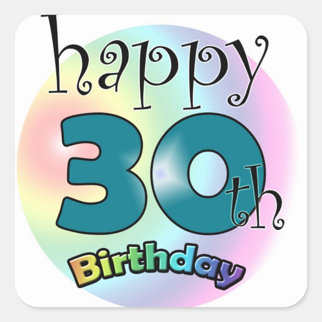 Sticker Carré Joyeux 30e anniversaire (Devant)