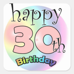 Sticker Carré Joyeux 30e anniversaire (roze)
