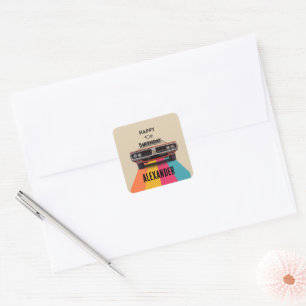 Sticker Carré Joyeux 40e anniversaire Personnalisable Vintage Re