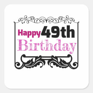 Sticker Carré Joyeux 49ème anniversaire.