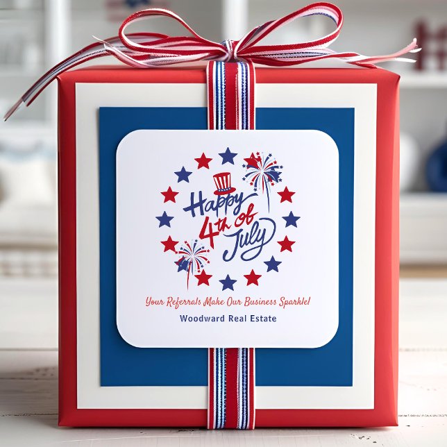 Sticker Carré Joyeux 4 juillet Business Sparkle | Immobilier (Créateur téléchargé)