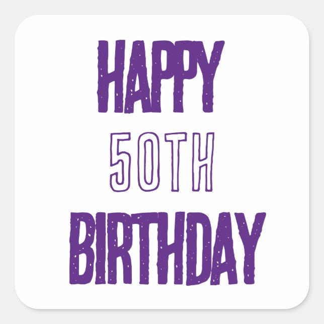 Sticker Carré Joyeux 50e anniversaire Purple Fabulous Fabulous E (Devant)