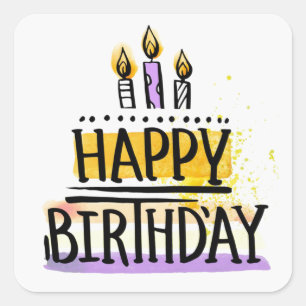 Sticker Carré Joyeux anniversaire