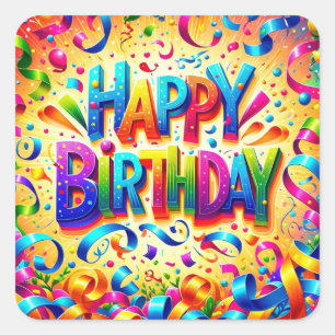 Sticker Carré Joyeux anniversaire