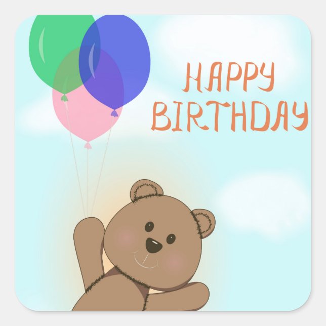 Sticker Carré Joyeux anniversaire (Devant)