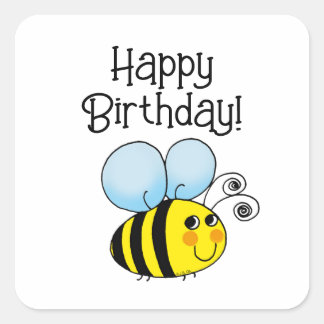 Sticker Carré Joyeux anniversaire ! (abeille)