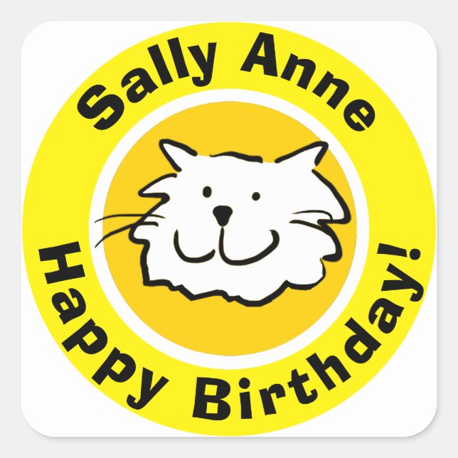 Sticker Carré Joyeux anniversaire avec nom (Devant)