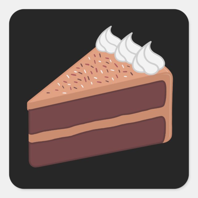 Sticker Carré Joyeux Anniversaire délicieux gâteau au chocolat (Devant)