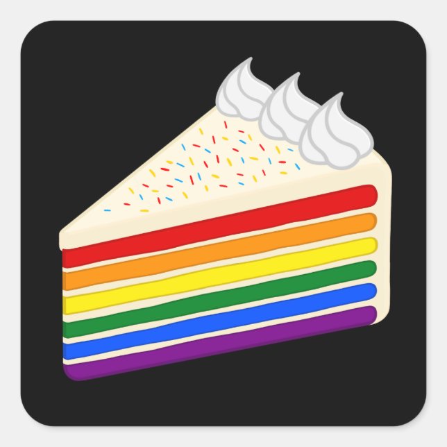 Sticker Carré Joyeux Anniversaire délicieux Rainbow Vanilla Cake (Devant)