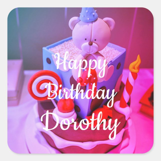 Sticker Carré Joyeux anniversaire Dorothy (Devant)