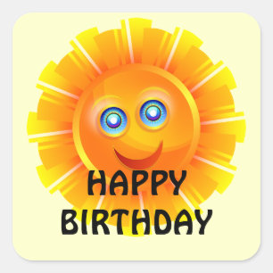 Sticker Carré Joyeux Anniversaire du soleil