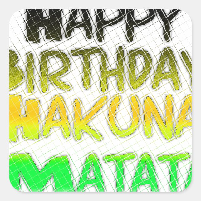 Sticker Carré Joyeux anniversaire Hakuna Matata eco Inspirationa (Devant)