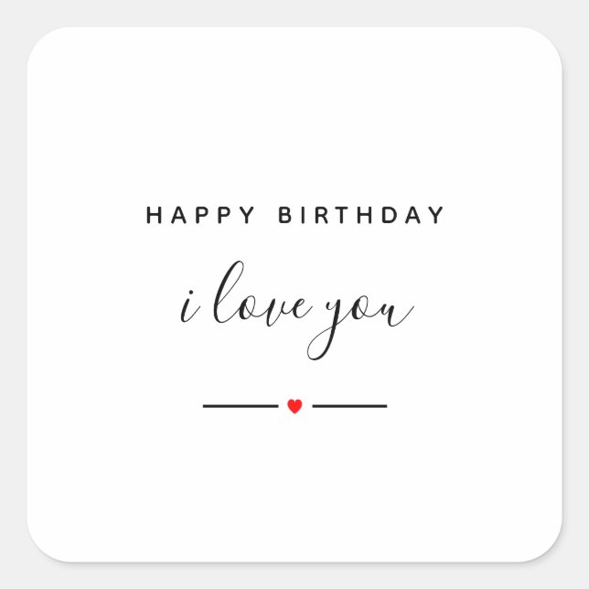 Sticker Carré Joyeux anniversaire Je t'aime (Devant)