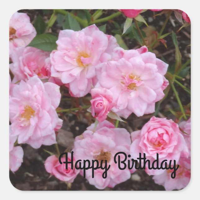 Sticker Carré Joyeux anniversaire Jeanne LaJoie Rose #1-2 Sticke (Devant)