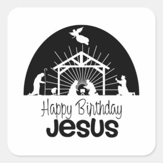 Sticker Carré Joyeux anniversaire Jésus