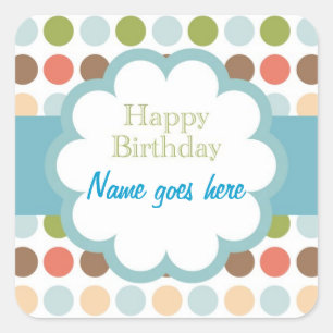 Sticker Carré Joyeux anniversaire (points de poka)