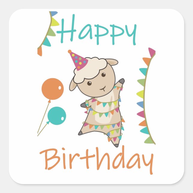 Sticker Carré Joyeux Anniversaire Souhaite À Vous Moutons De Bea (Devant)