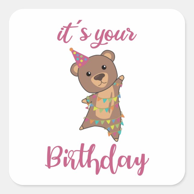 Sticker Carré Joyeux Anniversaire Souhaite Vous Porter De Mignon (Devant)
