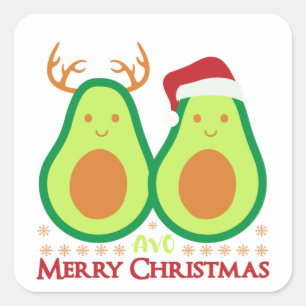 Sticker Carré Joyeux Avocado de Noël