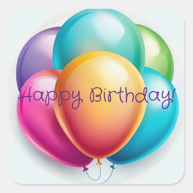 Sticker Carré Joyeux Ballons d'anniversaire (Devant)