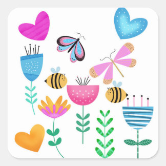 Sticker Carré Joyeux Bee Garden