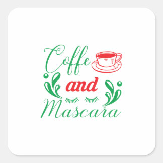 Sticker Carré Joyeux Café Xmas Et Mascara