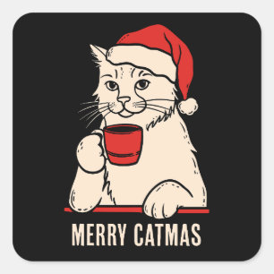 Sticker Carré Joyeux catmas