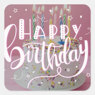 Sticker Carré Joyeux concept de lettres d'anniversaire