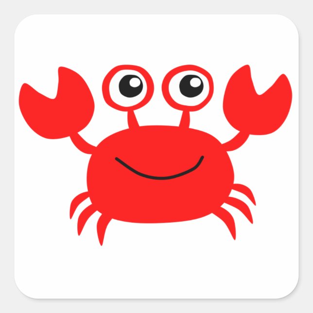 Sticker Carré Joyeux crabe rouge caricature (Devant)