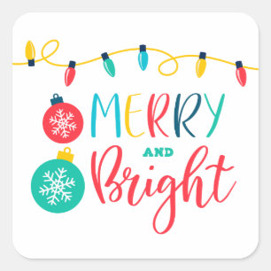Sticker Carré Joyeux et lumineux avec une chaîne de lumières