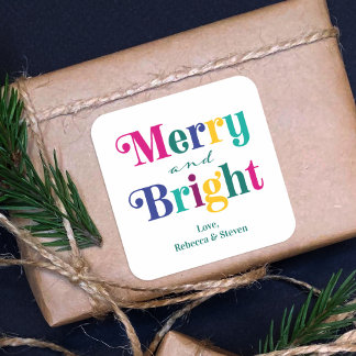 Sticker Carré Joyeux et lumineux Noël de Noël coloré