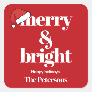 Sticker Carré Joyeux et lumineux   Noël Whimsical moderne