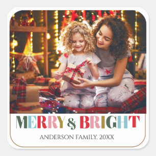Sticker Carré Joyeux et lumineux Retro blanc de la famille Photo
