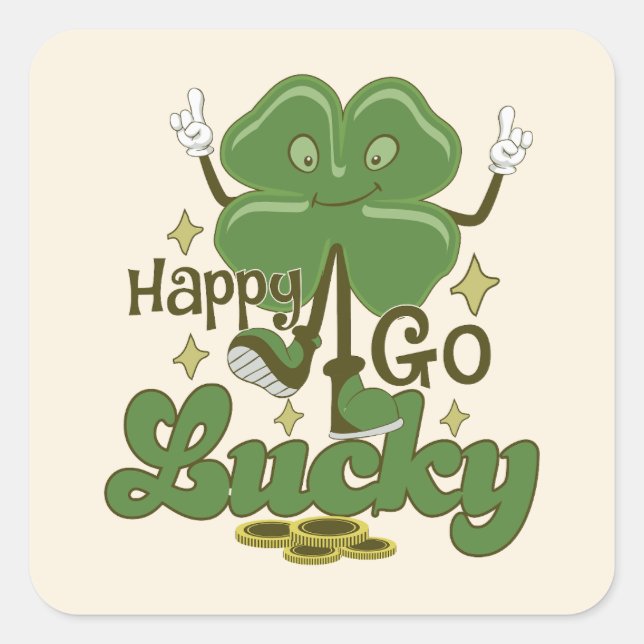 Sticker Carré Joyeux Go Lucky St. Patrick's Day (Devant)
