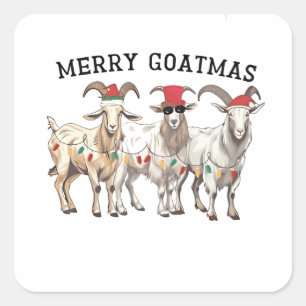 Sticker Carré Joyeux Goatmas Animal Chèvre Amour Joyeux Noël