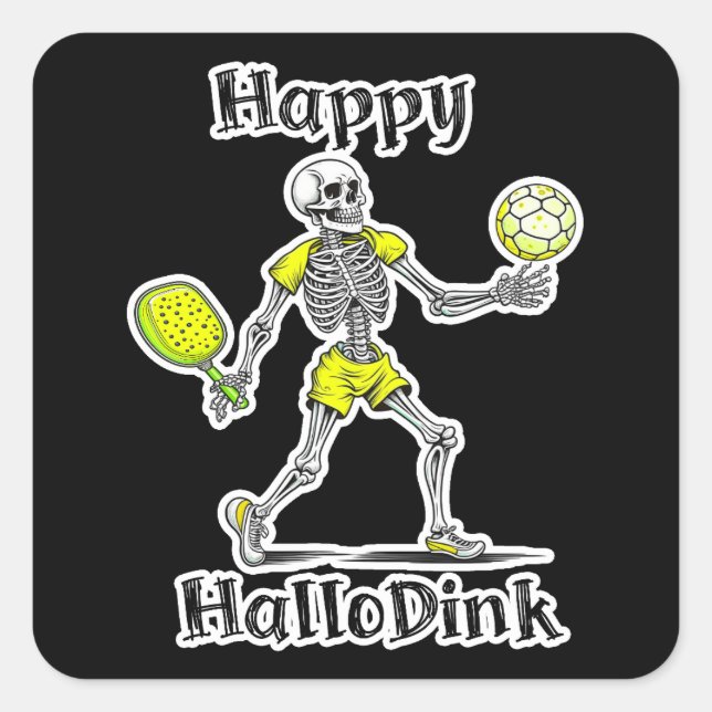 Sticker Carré Joyeux Hallodink | Halloween et Pickleball Pun (Devant)