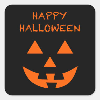Sticker Carré Joyeux Halloween Jack O’ Lantern Face Fun Hallowee