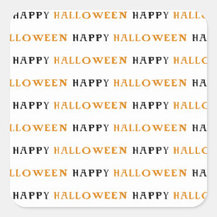 Sticker Carré Joyeux Halloween Orange Noir Texte Fête