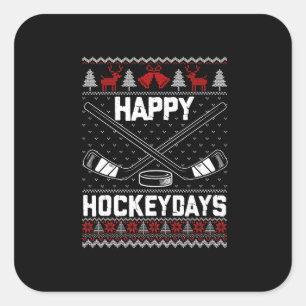 Sticker Carré Joyeux Hockeydays Funny Christmas Ice Hockey Joueu