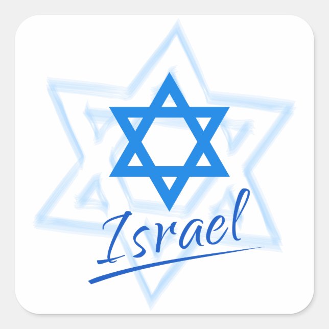 Sticker Carré Joyeux Israel Independence Day Blue Star de David (Devant)