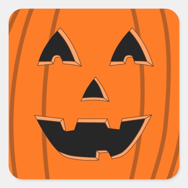 Sticker Carré Joyeux Jack-o'-lantern Face Cartoon (Devant)