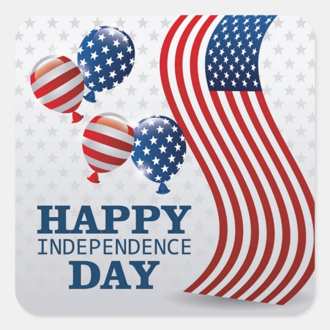 Sticker Carré Joyeux Jour de l'Indépendance (Devant)