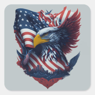 Sticker Carré Joyeux Jour de l'Indépendance Liberté Quatre Juill