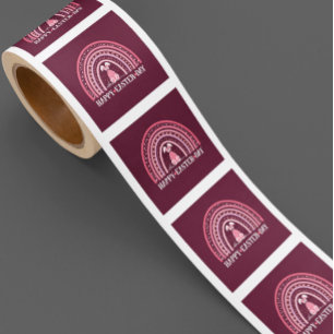 Sticker Carré Joyeux Jour de Pâques Rainbow Design lapin mignon