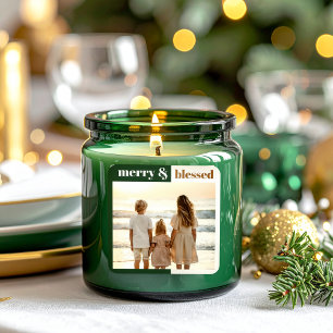 Sticker Carré Joyeux Joyeux Joyeux Bénie Famille de Noël Photo V