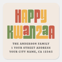 Joyeux Kwanzaa texte rouge vert jaune adresse de r