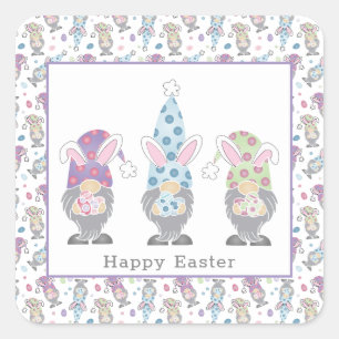 Sticker Carré Joyeux lapin de Pâques