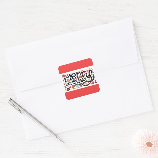 Sticker Carré Joyeux Noël (Enveloppe)